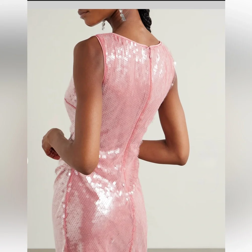 NWT STAUD Eton Sequined Tulle Pink Mini Dress Sz L - Picture 4 of 16